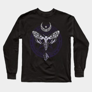 Wiccan Pagan Witch T-Shirt Crystal Moon Death Moth Tee Long Sleeve T-Shirt